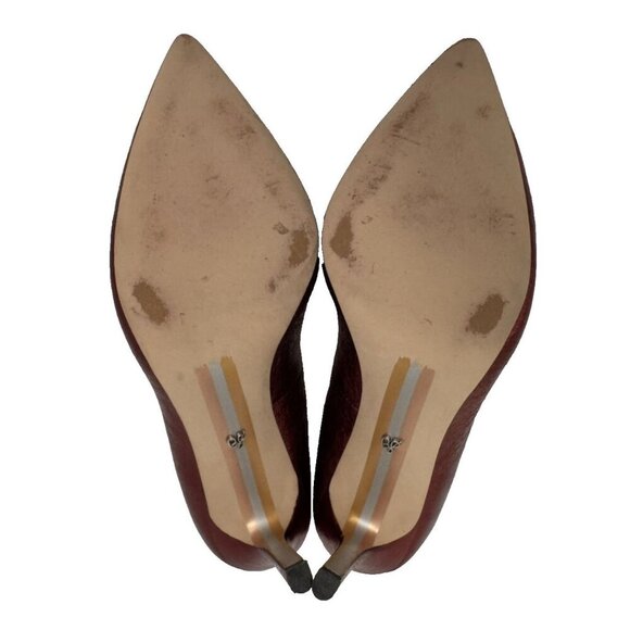 SAM EDELMAN "HAZEL" METALLIC RUBY RED LEATHER POINTED HEELS, Dorthy Size 7.5 - Picture 13 of 13